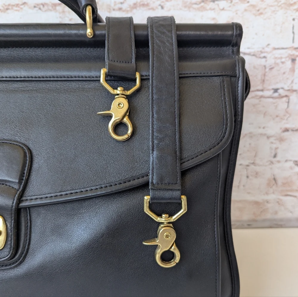 Coach Vintage Lenox Black Leather Briefcase with Gold Accents - Picture 7 of 16
